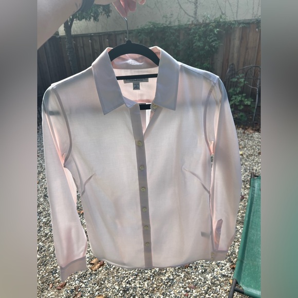 NWT BANANA REPUBLIC non-iron fitted light baby pink long sleeve button blouse - Picture 9 of 9